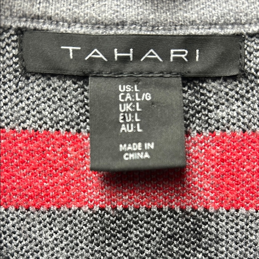Tahari Gray and Red Knit Sweater Cardigan EUC - Picture 2 of 4